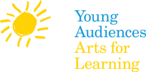 A doodle of the sun next to text that reads "Young Audiences Arts for Learning"